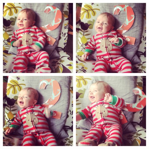 Case study of a laugh. Happy 2 months, Jack! He loves to eat, laughs every time dad changes him (sucker); smiles constantly; hates the car, but who would want to be strapped down anyway; loves the sound of water; could take or leave bathing; and just slept for 5.5 hrs last night. Jack for the win.